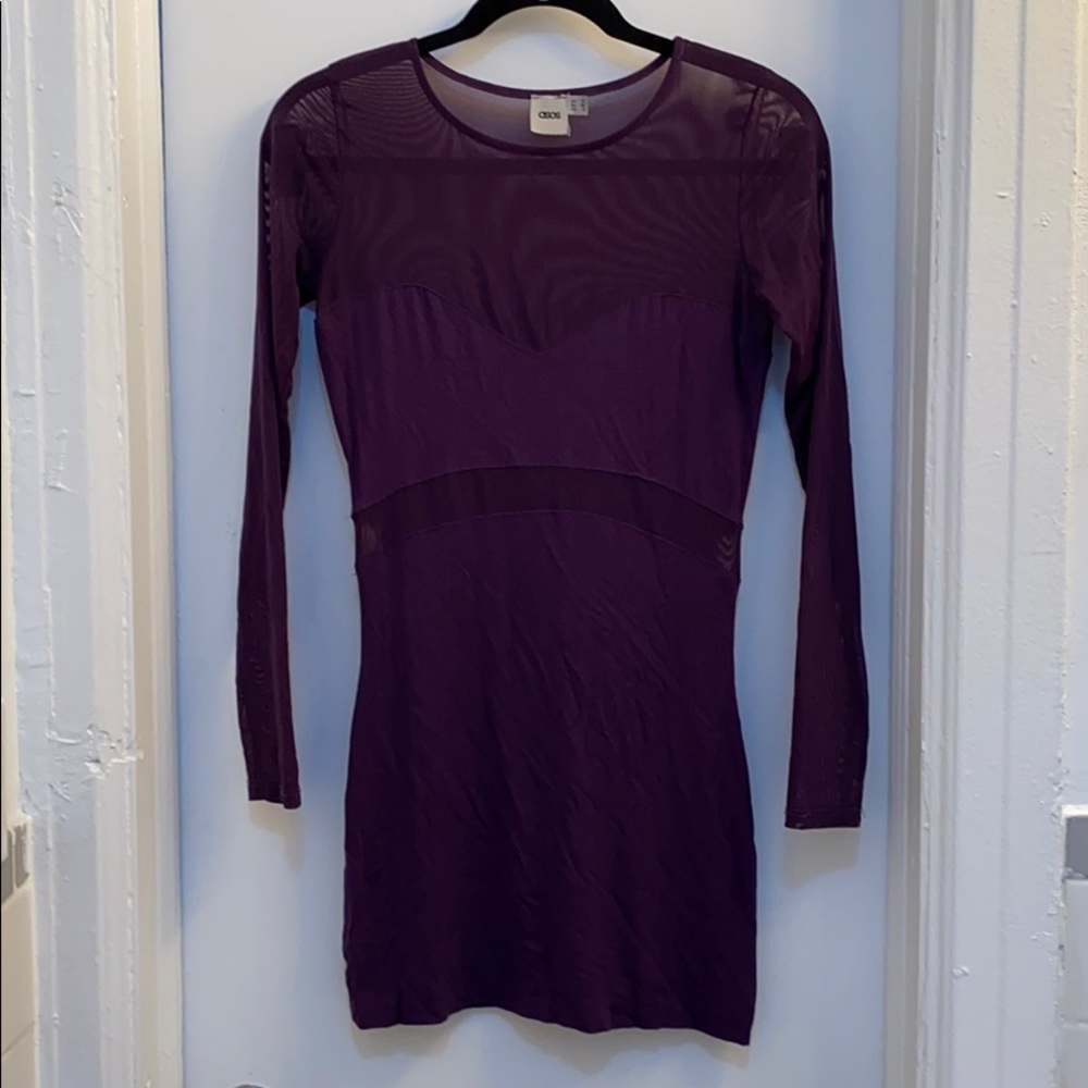Asos Purple Long Sleeve Dress w/Mesh Size US4